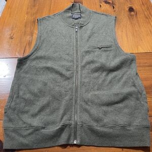 Pendleton‎ Woolen Mills Mens Green 100% Cotton Full Zip Up Sweater Vest Size L